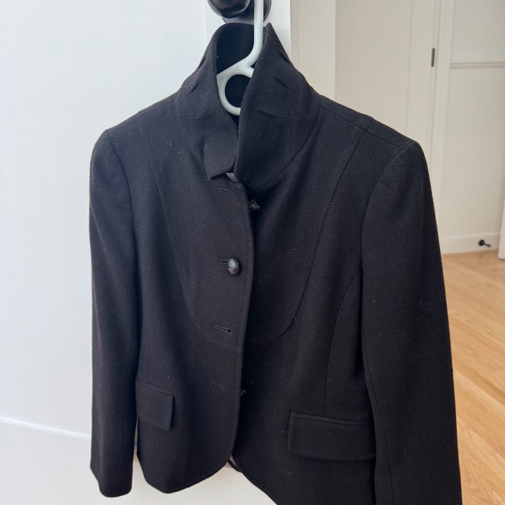 J Crew Black tweed stand collar jacket size 4